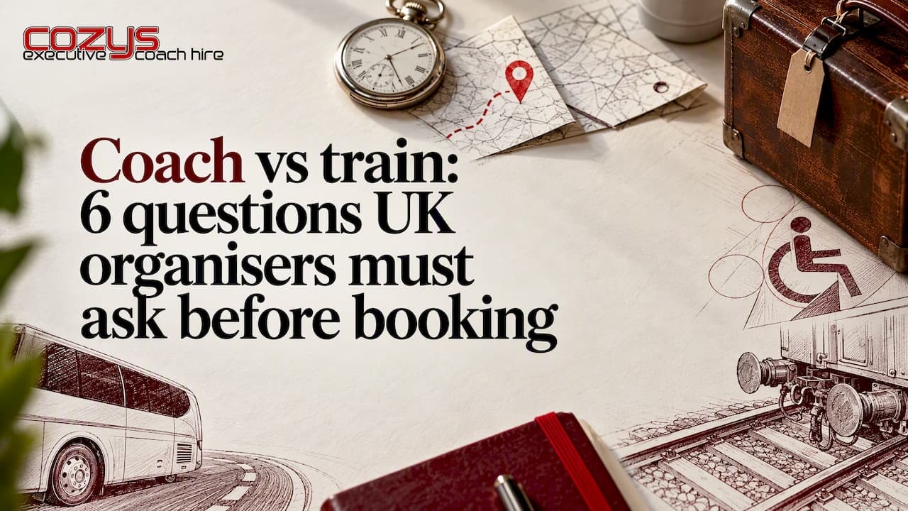 Coach vs train: 6 questions UK organisers must ask before booking